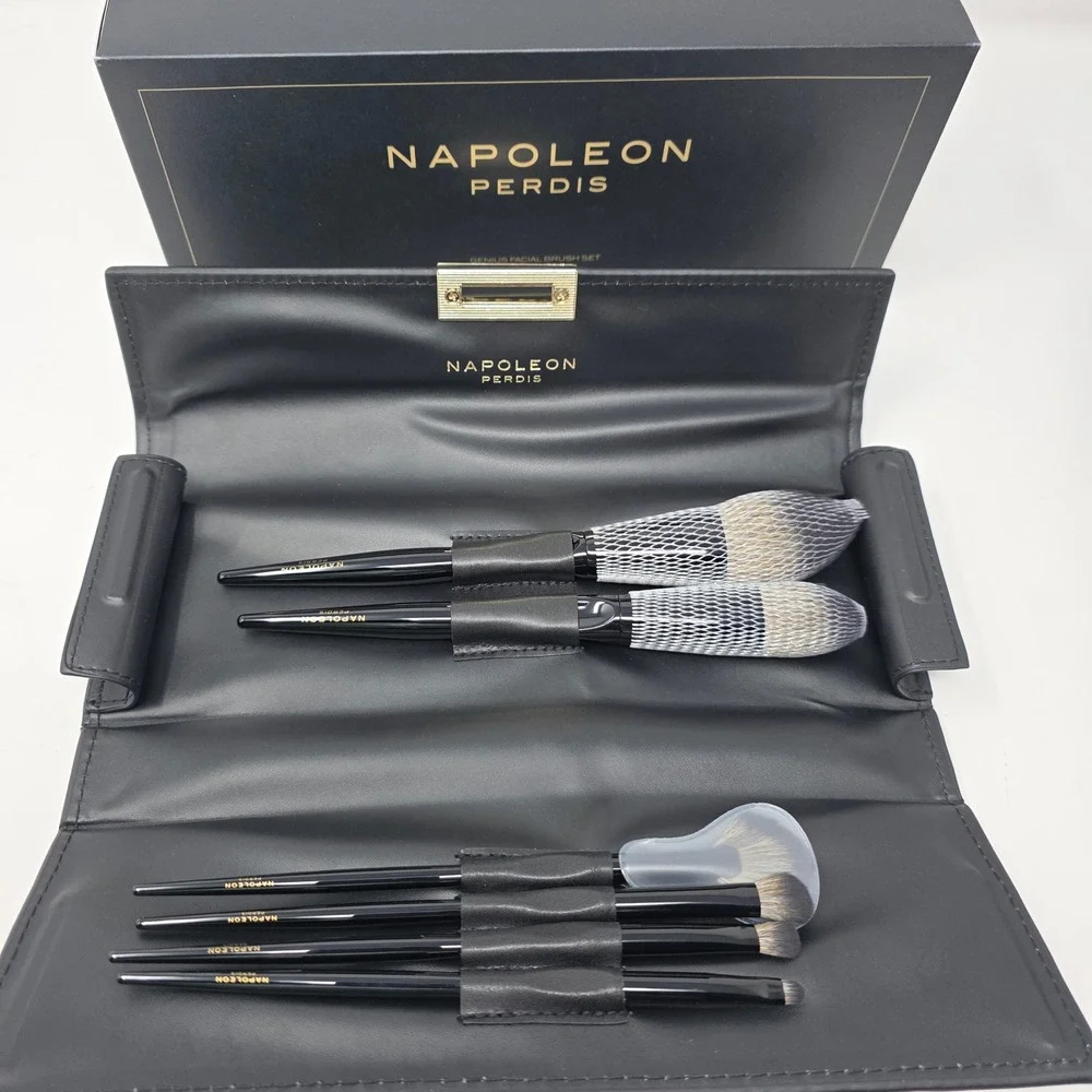 Napoleon Perdis Genius Facial Brush Set Women OS Black 6pc Synthetic New
